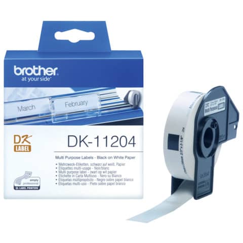 DK-Einzeletiketten Papier - Mehrzweck-/Absender-Etiketten, 17x54 mm, 400 Stück, schwarz auf weiß