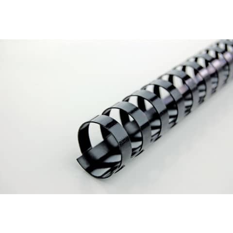 Spiralbinderücken Plastik - A4, 6 mm/25 Blatt, schwarz, 100 Stück