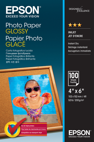 EPSON Foto Papier glänzend 100x150mm 100 Blatt 1er-Pack