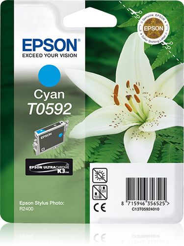 EPSON T0592 Tinte cyan Standardkapazität 13ml 1-pack blister ohne Alarm