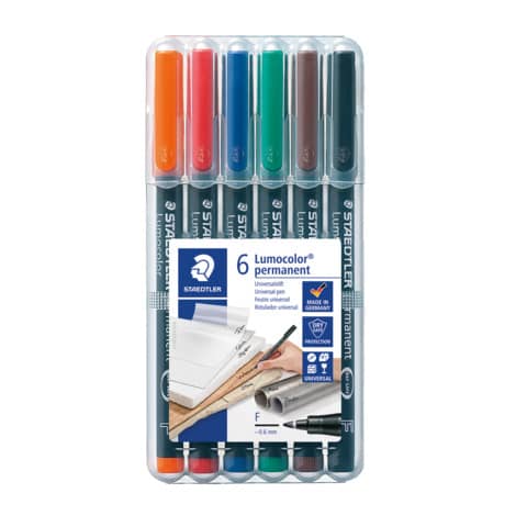 Feinschreiber Universalstift Lumocolor® - permanent, F, 6 Farben