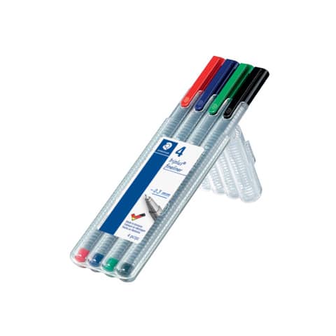 Feinschreiber triplus® - 0,3 mm, Aufstellbox, 4 Farben