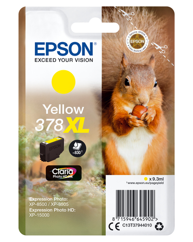 EPSON Singlepack Yellow 378XL Squirrel Clara Photo HD Ink