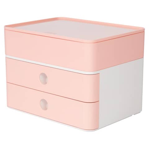 SMART-BOX PLUS ALLISON Schubladenbox mit Utensilienbox - stapelbar, 2 Laden, snow white/flamingo rose