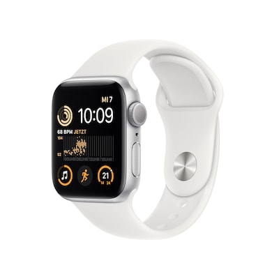 Apple Watch SE (2. Gen) GPS 40mm Aluminium Silber Sportarmband Weiß