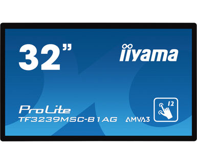 IIYAMA TF3239MSC-B1AG 81,28cm 32Zoll PCAP Anti-glare Bezel Free 12-Points Touch Screen 1920x1080 AMVA3 panel 24/7 2xHDMI DP VGA