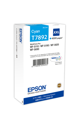 EPSON T7892 Tinte cyan Extra hohe Kapazität 4.000 Seiten 1er-Pack