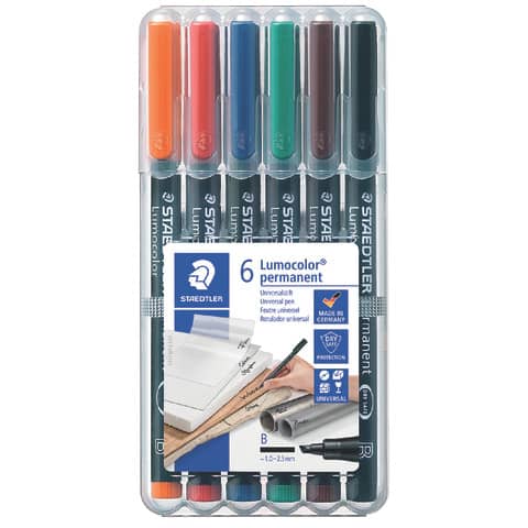 Feinschreiber Universalstift Lumocolor® - permanent, B, 6 Farben