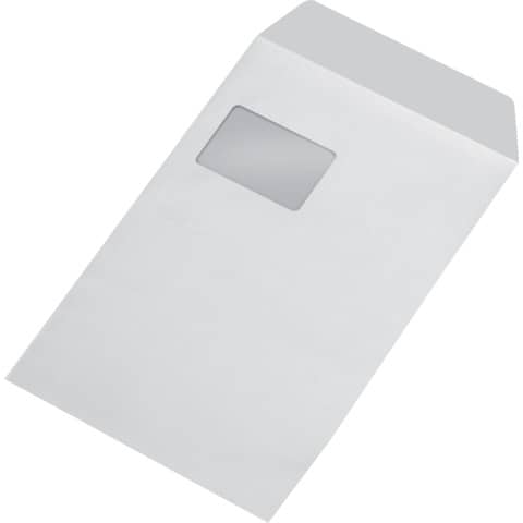Versandtaschen C4 , mit Fenster, gummiert, 100 g/qm, weiß, 250 Stück