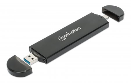 MANHATTAN M.2 NVMe und SATA SSD USB-Festplattengehäuse USB-C 3.2 Gen 2 und A-Stecker für 2230/2242/2260/2280 SSDs mit M Key/B+M Key