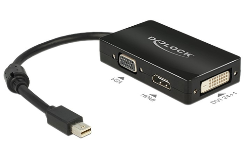 DELOCK Adapterkabel mini DisplayPort Stecker > 1 x VGA + 1 x HDMI + 1 x DVI 24+1 schwarz