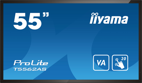 IIYAMA T5562AS-B1 4k UHD LCD 138,8cm 55Zoll 20 Points PCAP 500cd/m2 5000:1 3840x2160 AG RS232C 16GB eMMC 2GB RAM