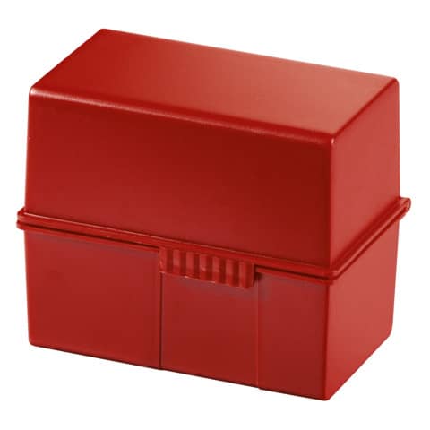 Karteibox DIN A7 quer - für 300 Karten mit Stahlscharnier, rot