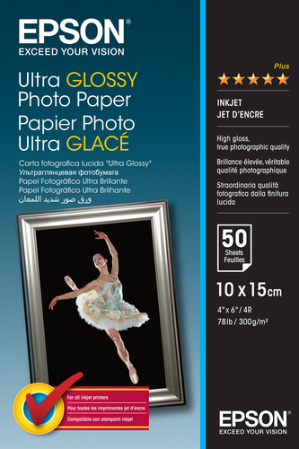 EPSON S041943 Ultra  glänzend  Foto Papier inkjet 300g/m2 100x150mm 50 Blatt 1er-Pack