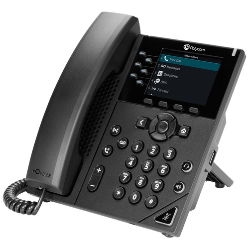 POLY VVX 350 6-line Desktop Business IP Phone with dual 10/100/1000 Ethernet ports PoE only Ships without power supply