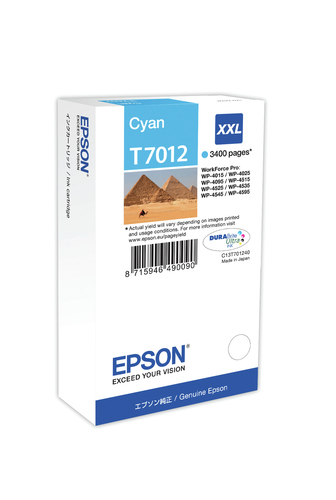 EPSON WP4000/4500 Tinte cyan Extra hohe Kapazität 3.400 Seiten 1-pack blister ohne Alarm