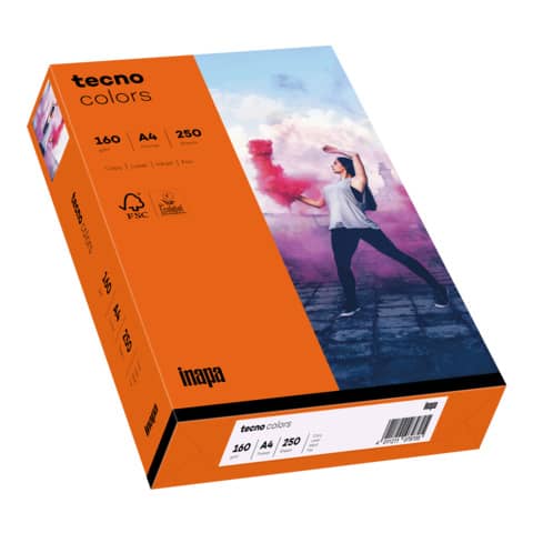 Multifunktionspapier tecno® colors - A4, 160 g/qm, intensivorange, 250 Blatt