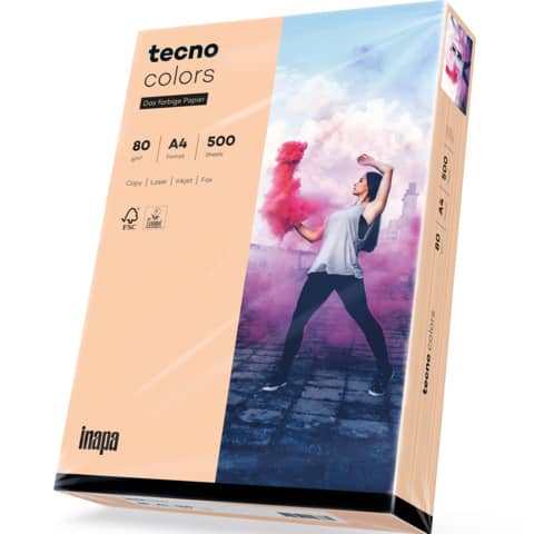 Multifunktionspapier tecno® colors - A4, 80 g/qm, lachs, 500 Blatt