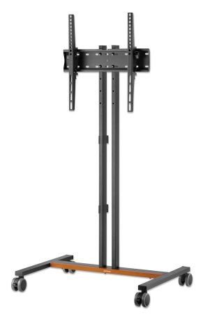 MANHATTAN Kompakter TV-Ständer auf Rollen oder Standfuss 86,36-139,70cm 34-55Zoll 35kg neigbar platzsparendes Design schwarz/braun