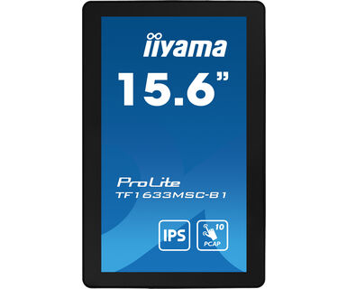 IIYAMA TF1633MSC-B1 39,62cm 15,6Zoll PCAP FHD Bezel Free Front 10P Touch 385cd/m2 HDMI DP USB Interface HUB 2x2.0 Speakers