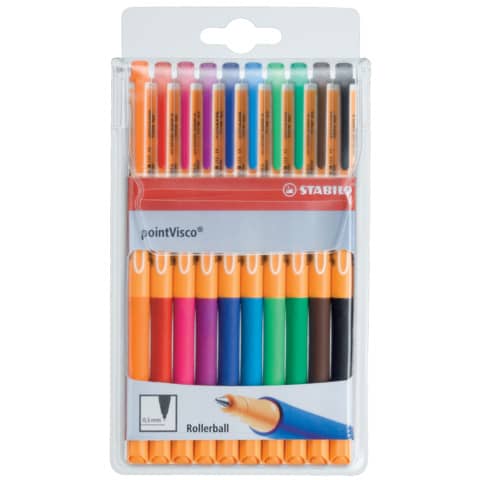 Tintenroller - pointVisco - 10er Pack - mit 10 verschiedenen Farben